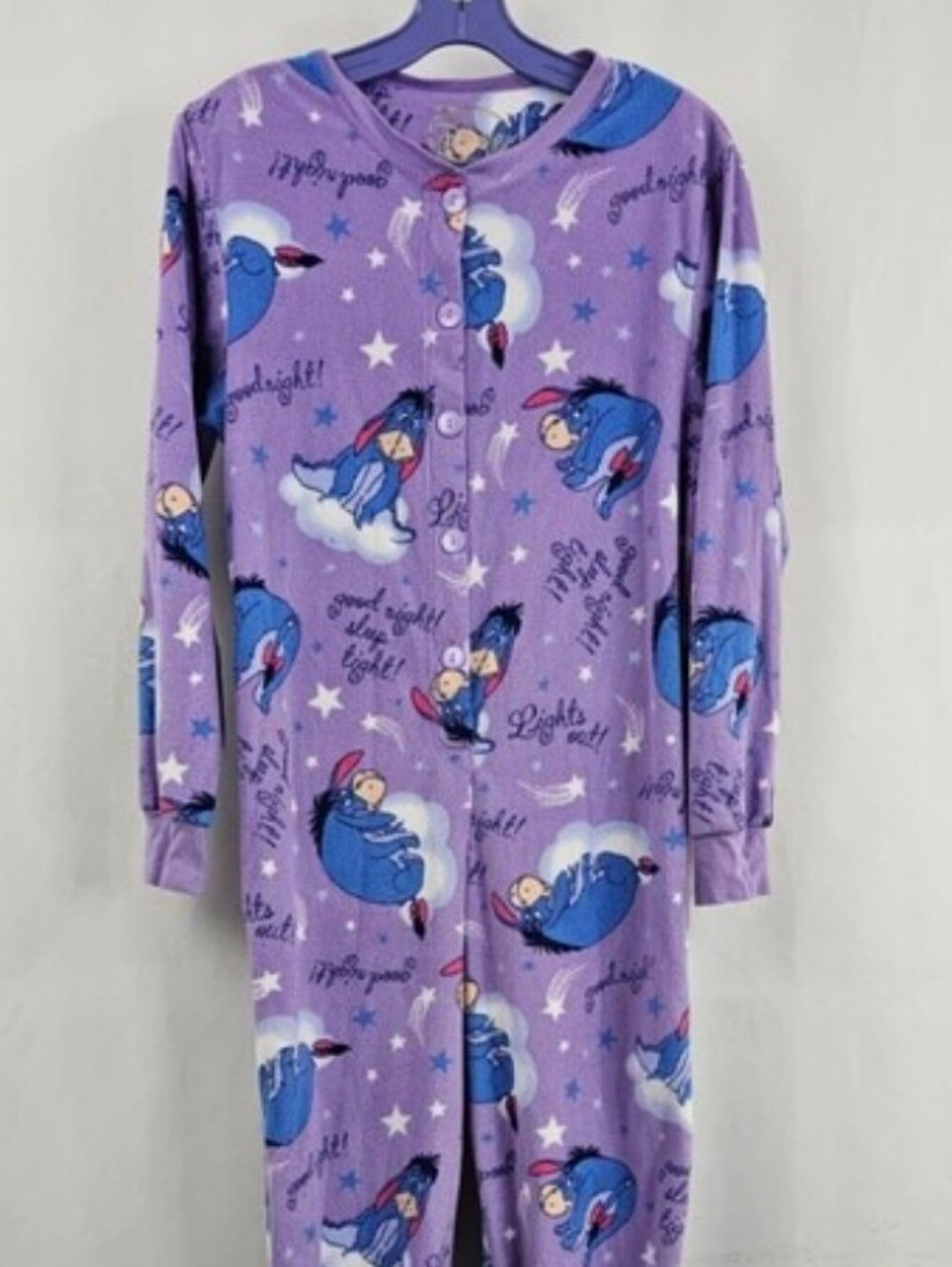 Disney Eeyore Purple Footed PJs Pajamas Onesie for Adults, Sz S